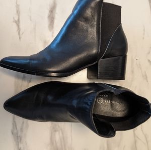 Black leather booties